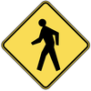 image of road sign warning of pedestrians crossing
