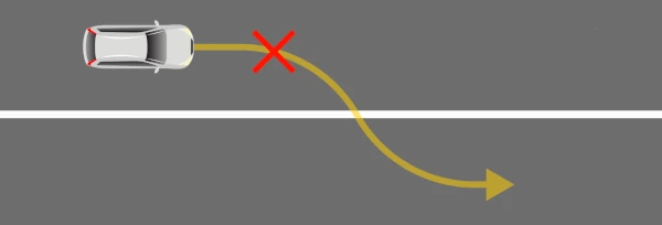 image showing not to drive across white solid line