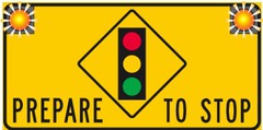 warning of yellow traffic light ahead