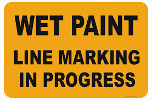 wet paint line marking sign