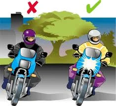 image contrasting a conspicuous motorcycle and one that is not