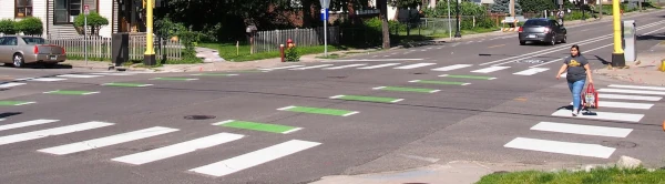 image of a bike lane and crosswalks