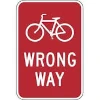image of cycling on the wrong side sign
