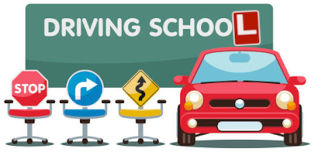 image of driving school car and chairs