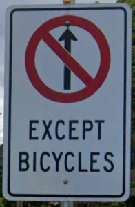 image of lane use sign for bicycles