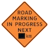 image of lane marking in progress warning sign