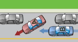 image of vehicle leaving a parallel parking space