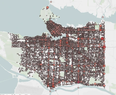 image of one of ICBC's crash maps