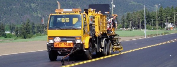image of truck painting highway lines
