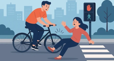 cyclist liability for hitting the pedestrian