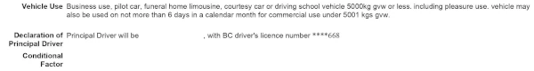declaration of principal driver on insurance form