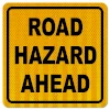 image of road hazard ahead sign