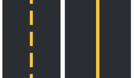 image of single yellow lines used for road marking