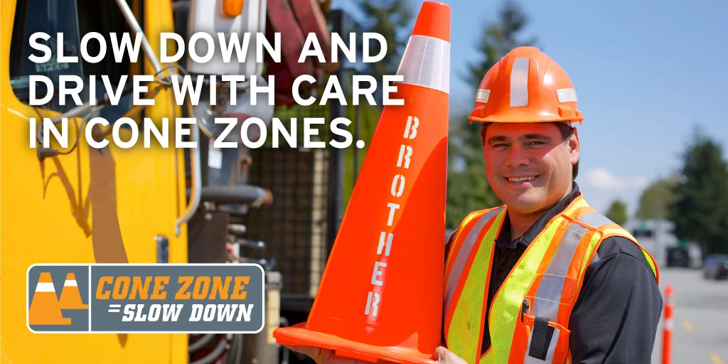 slow down and drive with care in BC cone zones image