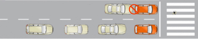 image of stopping behind other vehicles at an intersection