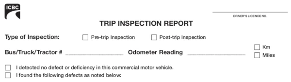 image of trip inspection report header