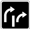 sign for right turns from two lanes