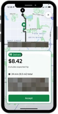 image of Uber Eats cellphone screen for delivery drivers