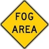 highway warning sign for fog in the area