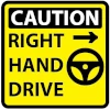 right hand drive vehicle caution sign