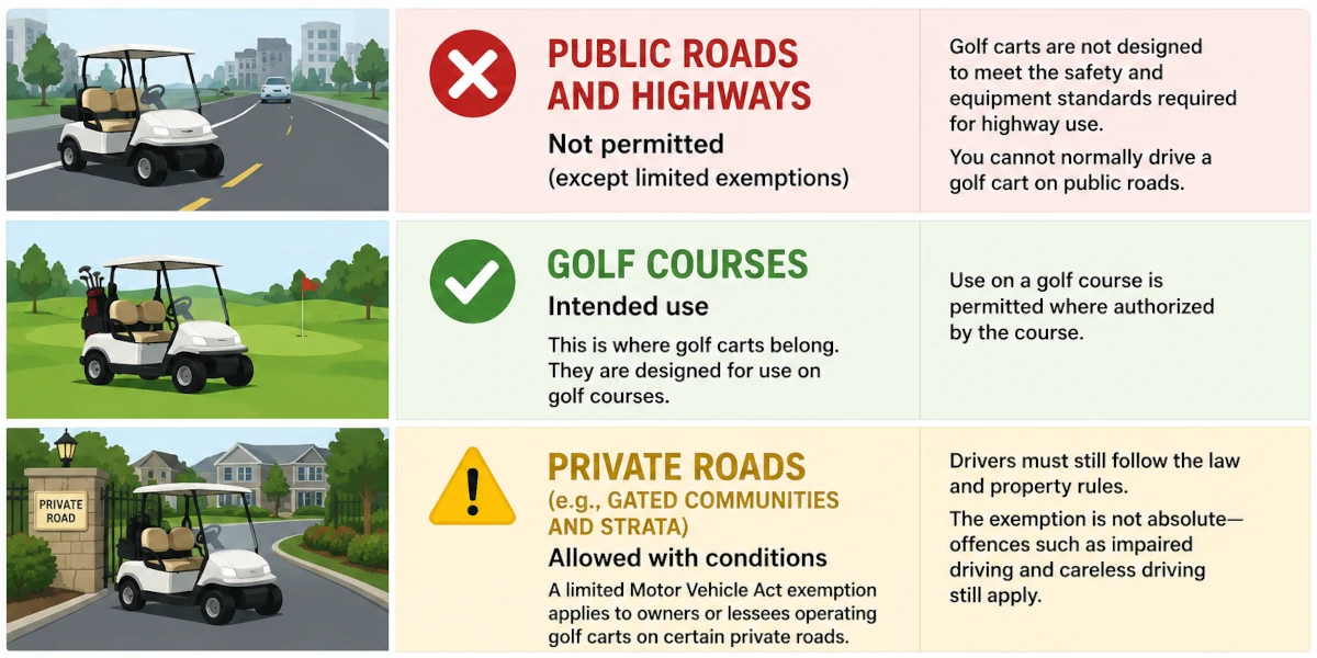 Where you can legally drive a golf cart in British Columbia
